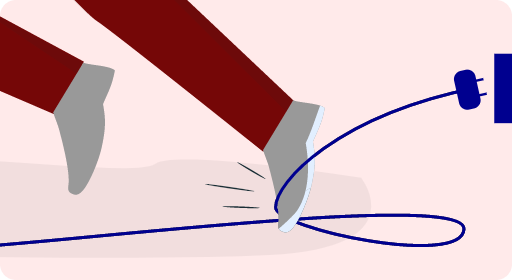 person tripping on a cable